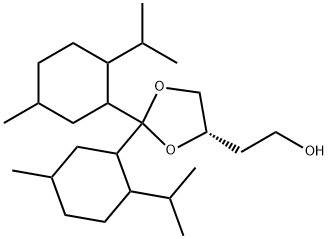 1,3-Dioxolane-4-ethanol, 2,2-bis[5-methyl-2-(1-methylethyl)cyclohexyl]-, (4S)- Structure