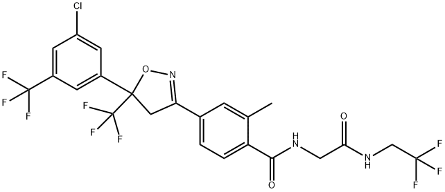 4-[5-[3-Chloro-5-(trifluoromethyl)phenyl]-4,5-dihydro-5-(trifluoromethyl)-3-isoxazolyl]-2-methyl-N-[2-oxo-2-[(2,2,2-trifluoroethyl)amino]ethyl]benzamide Structure