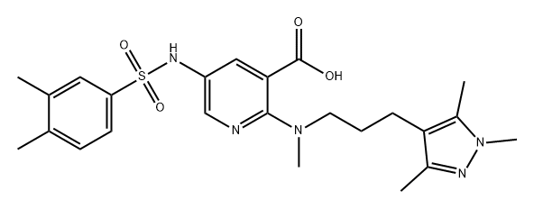 3-Pyridinecarboxylic acid, 5-[[(3,4-dimethylphenyl)sulfonyl]amino]-2-[methyl[3-(1,3,5-trimethyl-1H-pyrazol-4-yl)propyl]amino]- 구조식 이미지
