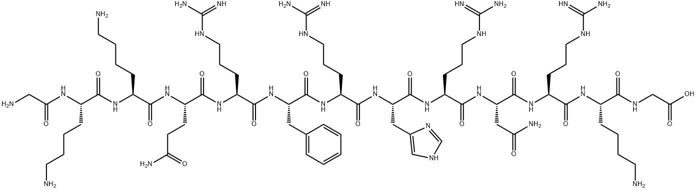 Glycine, glycyl-L-lysyl-L-lysyl-L-glutaminyl-L-arginyl-L-phenylalanyl-L-arginyl-L-histidyl-L-arginyl-L-asparaginyl-L-arginyl-L-lysyl- Structure