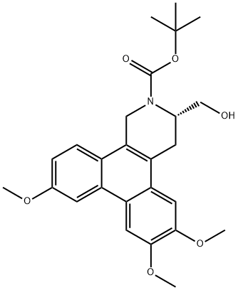 Dibenz[f,h]isoquinoline-2(1H)-carboxylic acid, 3,4-dihydro-3-(hydroxymethyl)-6,7,10-trimethoxy-, 1,1-dimethylethyl ester, (3S)- Structure