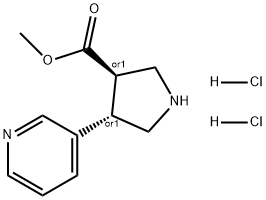 3-Pyrrolidinecarboxylic acid, 4-(3-pyridinyl)-, methyl ester, hydrochloride (1:2), (3R,4S)-rel- Structure