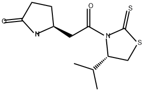 2-Pyrrolidinone, 5-[2-[(4S)-4-(1-methylethyl)-2-thioxo-3-thiazolidinyl]-2-oxoethyl]-, (5S)- Structure