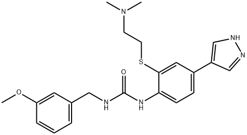 Urea, N-[2-[[2-(dimethylamino)ethyl]thio]-4-(1H-pyrazol-4-yl)phenyl]-N'-[(3-methoxyphenyl)methyl]- Structure