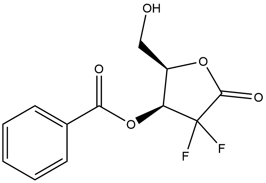 D-threo-Pentonic acid, 2-deoxy-2,2-difluoro-, γ-lactone, 3-benzoate Structure