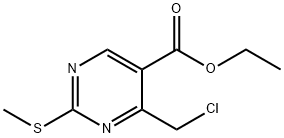5-Pyrimidinecarboxylic acid, 4-(chloromethyl)-2-(methylthio)-, ethyl ester 구조식 이미지