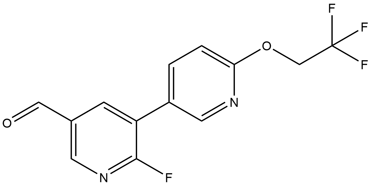 2-Fluoro-6'-(2,2,2-trifluoroethoxy)[3,3'-bipyridine]-5-carboxaldehyde Structure