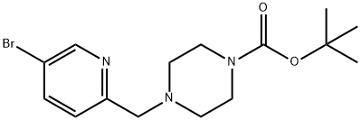 1-Piperazinecarboxylic acid, 4-[(5-bromo-2-pyridinyl)methyl]-, 1,1-dimethylethyl ester 구조식 이미지