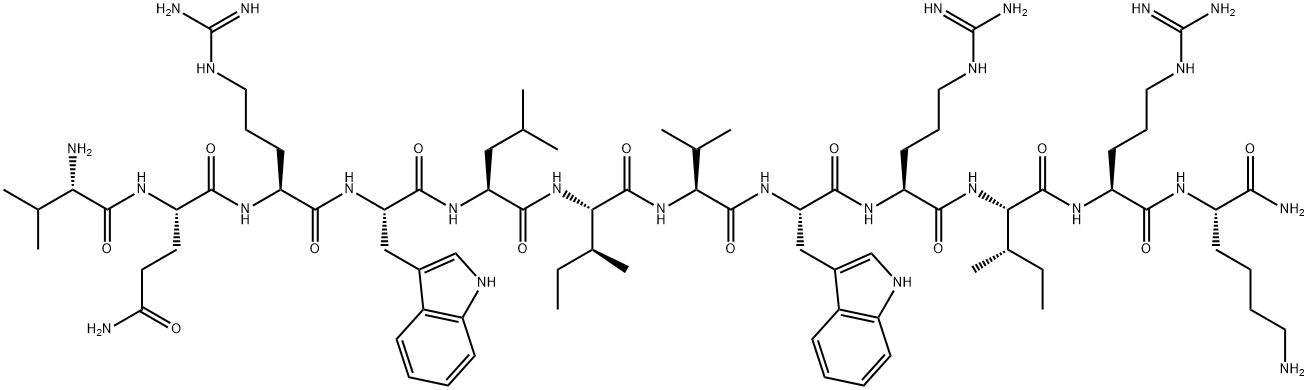 L-Lysinamide, L-valyl-L-glutaminyl-L-arginyl-L-tryptophyl-L-leucyl-L-isoleucyl-L-valyl-L-tryptophyl-L-arginyl-L-isoleucyl-L-arginyl- Structure