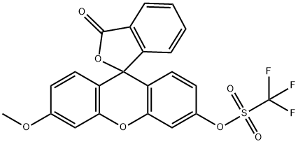 Methanesulfonic acid, 1,1,1-trifluoro-, 6'-methoxy-3-oxospiro[isobenzofuran-1(3H),9'-[9H]xanthen]-3'-yl ester Structure