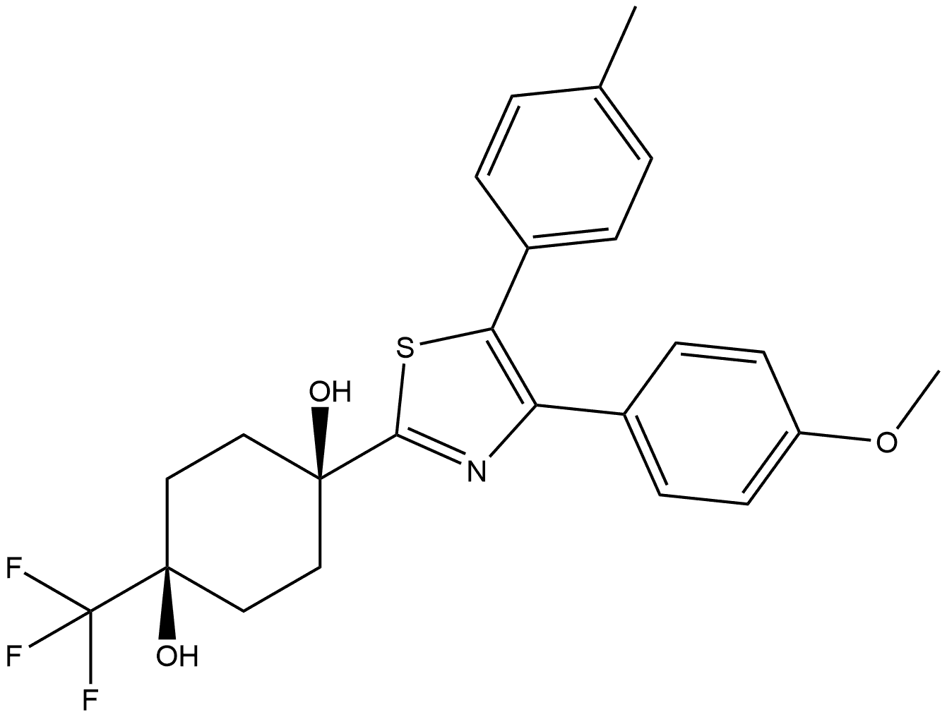 cis-1-[4-(4-Methoxyphenyl)-5-(4-methylphenyl)-2-thiazolyl]-4-(trifluoromethyl)-1,4-cyclohexanediol Structure