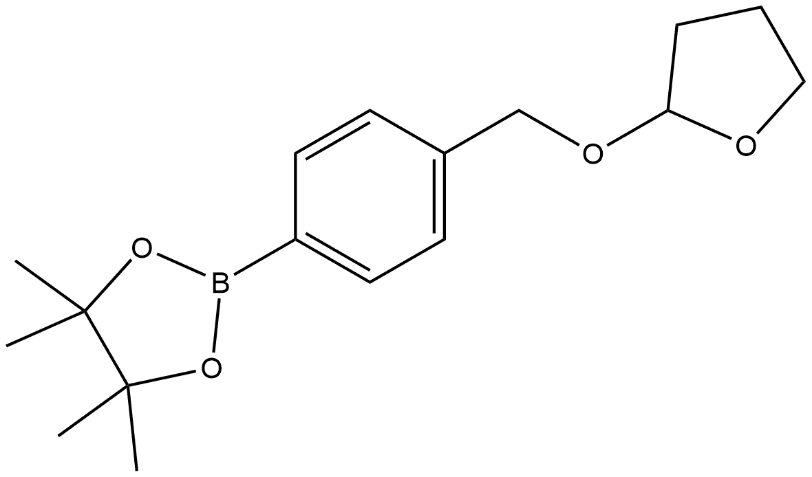 4,4,5,5-tetramethyl-2-[4-[[(tetrahydro-2-furanyl)oxy]methyl]phenyl]-1,3,2-dioxaborolane Structure