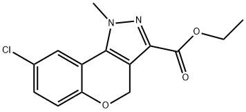 1]?Benzopyrano[4,?3-?c]?pyrazole-?3-?carboxylic acid, 8-?chloro-?1,?4-?dihydro-?1-?methyl-?, ethyl ester Structure