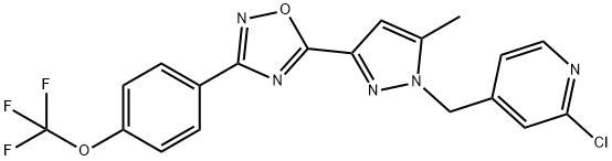 Pyridine, 2-chloro-4-[[5-methyl-3-[3-[4-(trifluoromethoxy)phenyl]-1,2,4-oxadiazol-5-yl]-1H-pyrazol-1-yl]methyl]- Structure