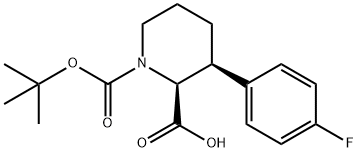 1,2-Piperidinedicarboxylic acid, 3-(4-fluorophenyl)-, 1-(1,1-dimethylethyl) ester, (2S,3S)- Structure