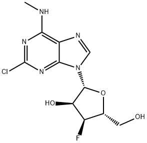 (2R,3S,4S,5R)-2-(2-Chloro-6-(methylamino)-9H-purin-9-yl)-4-fluoro-5-(hydroxymethyl)tetrahydrofuran-3-ol 구조식 이미지