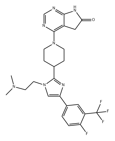 6H-Pyrrolo[2,3-d]pyrimidin-6-one, 4-[4-[1-[2-(dimethylamino)ethyl]-4-[4-fluoro-3-(trifluoromethyl)phenyl]-1H-imidazol-2-yl]-1-piperidinyl]-5,7-dihydro- Structure