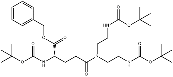 1,1-Dimethylethyl (9S)-5-[2-[[(1,1-dimethylethoxy)carbonyl]amino]ethyl]-13,13-dimethyl-6,11-dioxo-9-[(phenylmethoxy)carbonyl]-12-oxa-2,5,10-triazatetradecanoate 구조식 이미지