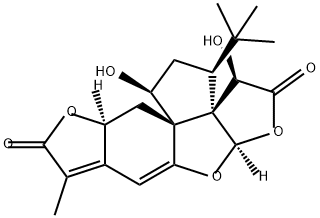 3aH,7H,10H-Cyclopenta[c]difuro[2,3-b:2',3'-f]benzofuran-2,7(1H)-dione, 12-(1,1-dimethylethyl)-8a,9,11,12-tetrahydro-1,10-dihydroxy-6-methyl-, (1R,3aR,8aS,9aS,10S,12S,12aS)- 구조식 이미지