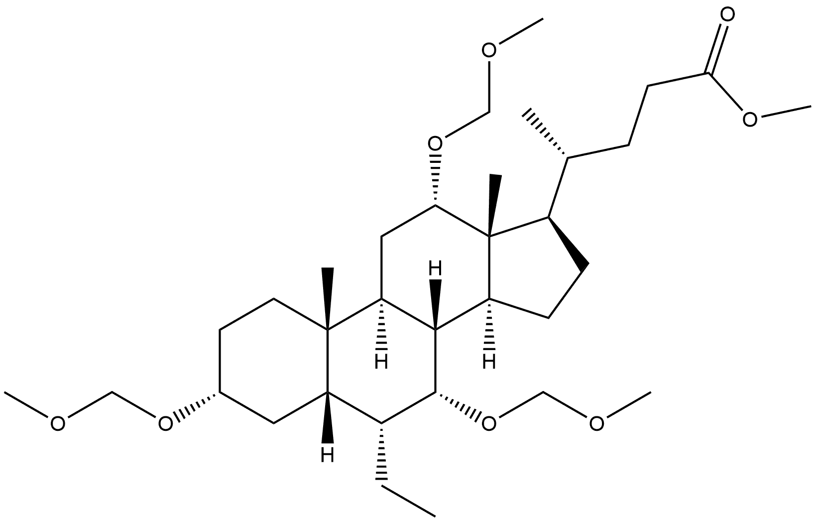 Cholan-24-oic acid, 6-ethyl-3,7,12-tris(methoxymethoxy)-, methyl ester, (3α,5β,6α,7α,12α)- Structure