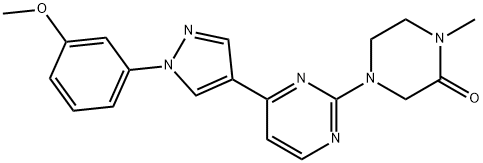 4-(4-(1-(3-Methoxyphenyl)-1H-pyrazol-4-yl)pyrimidin-2-yl)-1-methylpiperazin-2-one Structure