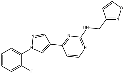 4-(1-(2-Fluorophenyl)-1H-pyrazol-4-yl)-N-(isoxazol-3-ylmethyl)pyrimidin-2-amine Structure