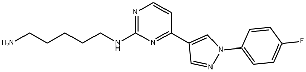 N1-(4-(1-(4-Fluorophenyl)-1H-pyrazol-4-yl)pyrimidin-2-yl)pentane-1,5-diamine Structure