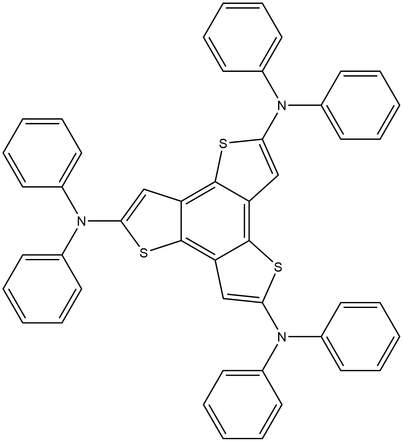 N2,N2,N5,N5,N8,N8-Hexaphenylbenzo[1,2-b:3,4-b′:5,6-b′′]trithiophene-2,5,8-triamine Structure