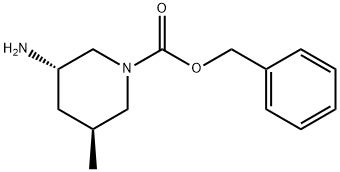 1-Piperidinecarboxylic acid, 3-amino-5-methyl-, phenylmethyl ester, (3S,5S)- Structure
