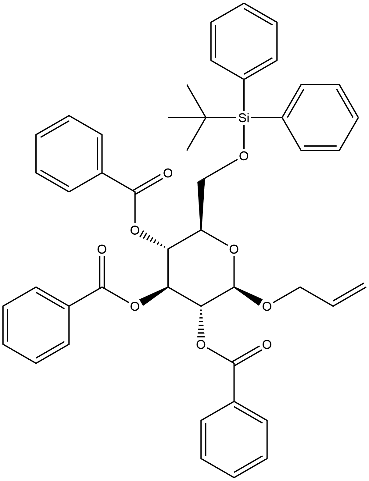 β-D-Glucopyranoside, 2-propen-1-yl 6-O-[(1,1-dimethylethyl)diphenylsilyl]-, 2,3,4-tribenzoate Structure