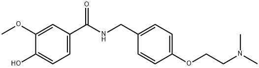 Benzamide, N-[[4-[2-(dimethylamino)ethoxy]phenyl]methyl]-4-hydroxy-3-methoxy- 구조식 이미지