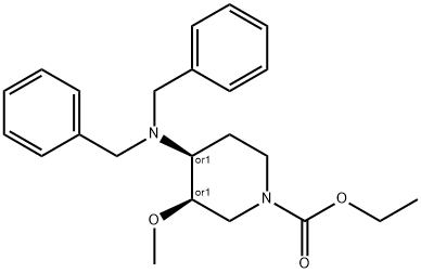 1-Piperidinecarboxylic acid, 4-[bis(phenylmethyl)amino]-3-methoxy-, ethyl ester, (3R,4S)-rel- Structure