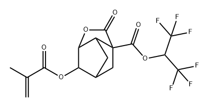 3,5-Methano-2H-cyclopenta[b]furan-3(3aH)-carboxylic acid, tetrahydro-6-[(2-methyl-1-oxo-2-propen-1-yl)oxy]-2-oxo-, 2,2,2-trifluoro-1-(trifluoromethyl)ethyl ester Structure