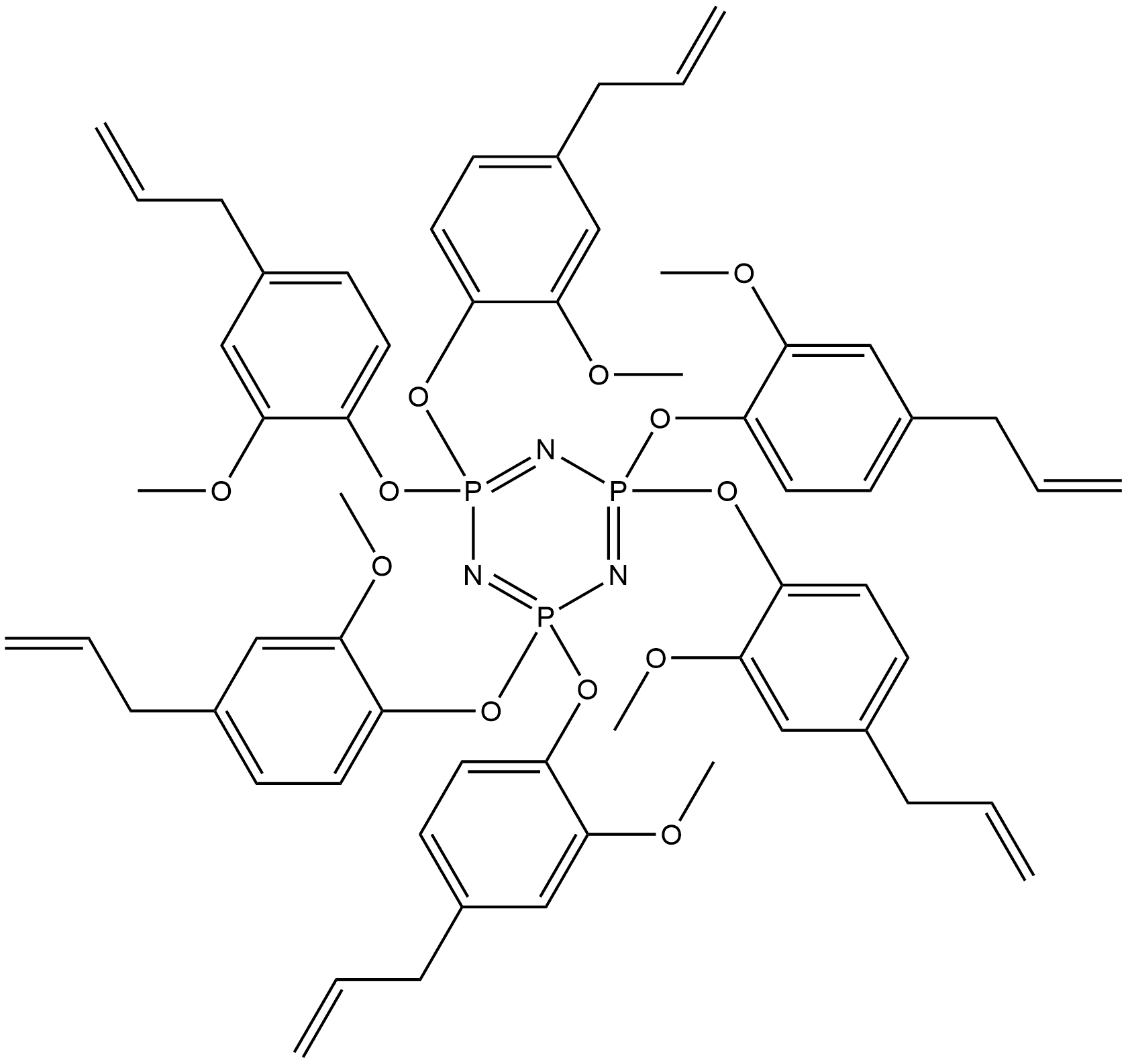 2λ5,4λ5,6λ5-1,3,5,2,4,6-Triazatriphosphorine, 2,2,4,4,6,6-hexakis[2-methoxy-4-(2-propen-1-yl)phenoxy]- Structure