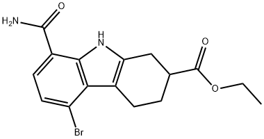 1H-Carbazole-2-carboxylic acid, 8-(aminocarbonyl)-5-bromo-2,3,4,9-tetrahydro-, ethyl ester Structure