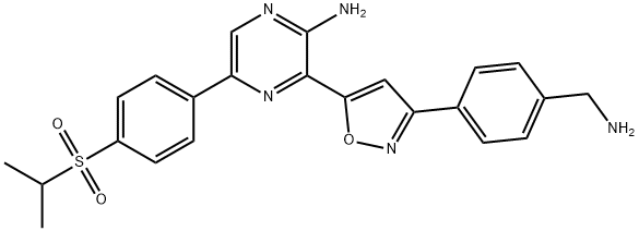 2-Pyrazinamine, 3-[3-[4-(aminomethyl)phenyl]-5-isoxazolyl]-5-[4-[(1-methylethyl)sulfonyl]phenyl]- Structure