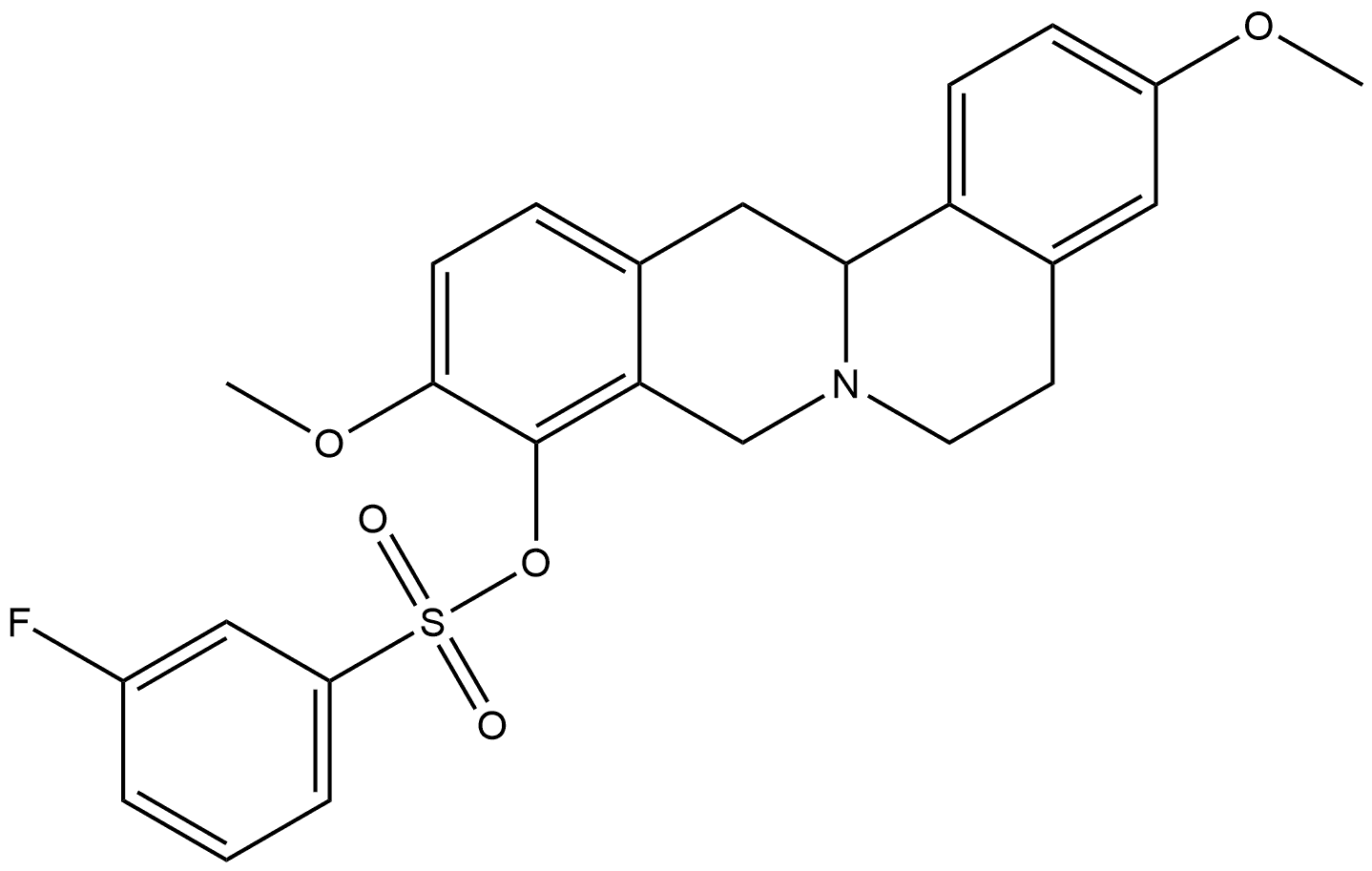 3,10-dimethoxy-5,8,13,13a-tetrahydro-6H-isoquinolino[3,2-a]isoquinolin-9-yl 3-fluorobenzenesulfonate Structure