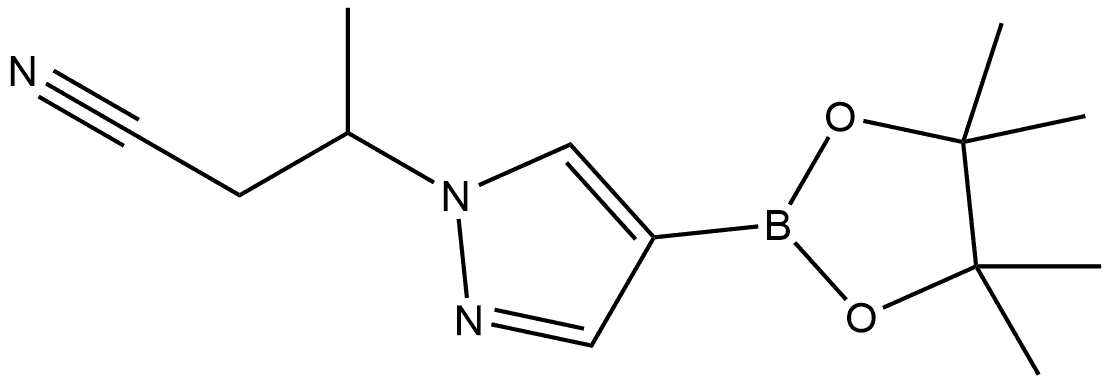 3-(4-(4,4,5,5-Tetramethyl-1,3,2-dioxaborolan-2-yl)-1H-pyrazol-1-yl)butanenitrile 구조식 이미지