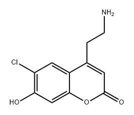 2H-1-Benzopyran-2-one, 4-(2-aminoethyl)-6-chloro-7-hydroxy- Structure