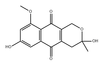 1H-Naphtho[2,3-c]pyran-5,10-dione, 3,4-dihydro-3,7-dihydroxy-9-methoxy-3-methyl- Structure