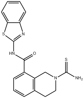 8-Isoquinolinecarboxamide, 2-(aminothioxomethyl)-N-2-benzothiazolyl-1,2,3,4-tetrahydro- Structure