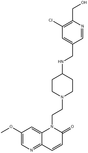 1-[2-[4-[[[5-Chloro-6-(hydroxymethyl)-3-pyridinyl]methyl]amino]-1-piperidinyl]ethyl]-7-methoxy-1,5-naphthyridin-2(1H)-one Structure