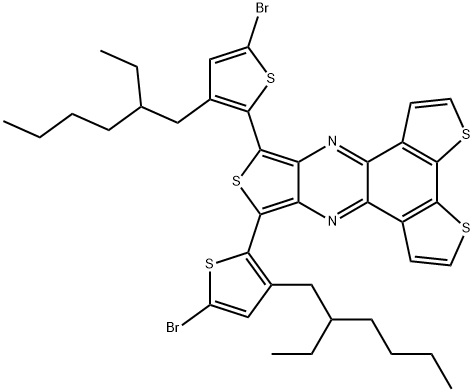 8,10-bis(5-bromo-3-(2-ethylhexyl)thiophen-2-yl)trithieno[3,4-b:3',2'-f:2'',3''-h]quinoxaline 구조식 이미지