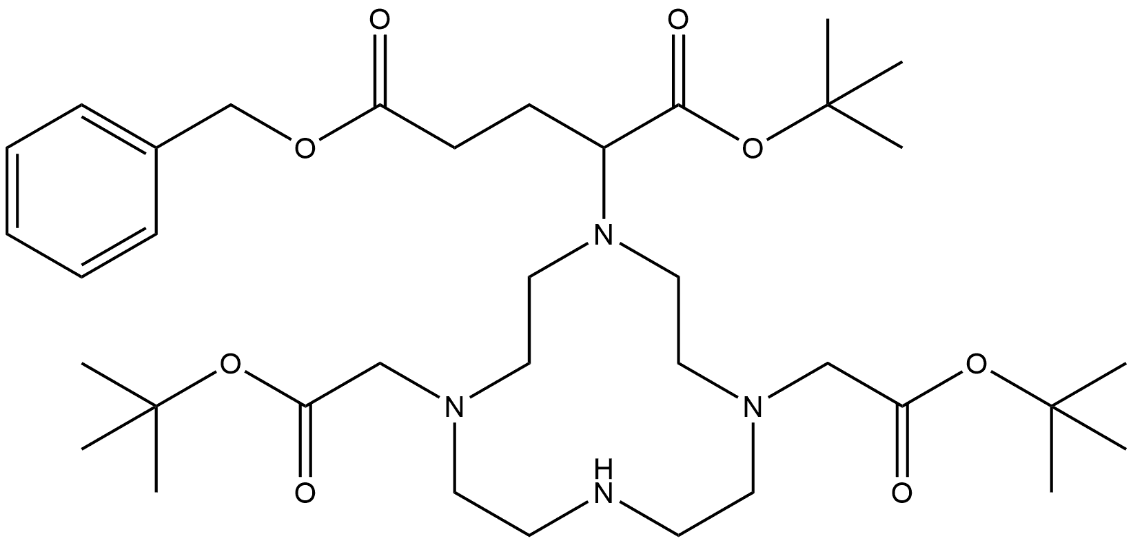 1,4,7,10-Tetraazacyclododecane-1,4,7-triacetic acid, α4-[3-oxo-3-(phenylmethoxy)propyl]-, 1,4,7-tris(1,1-dimethylethyl) ester Structure