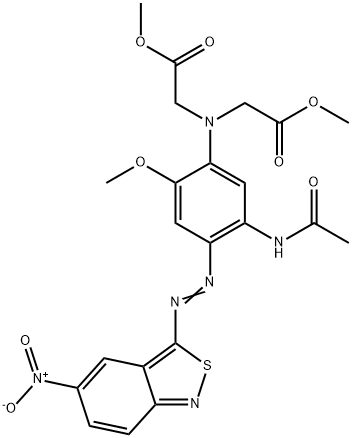 Glycine, N-[5-(acetylamino)-2-methoxy-4-[2-(5-nitro-2,1-benzisothiazol-3-yl)diazenyl]phenyl]-N-(2-methoxy-2-oxoethyl)-, methyl ester 구조식 이미지