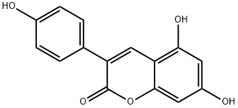 2H-1-Benzopyran-2-one, 5,7-dihydroxy-3-(4-hydroxyphenyl)- Structure