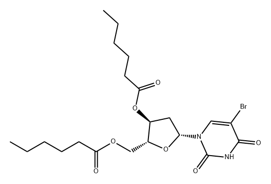 Uridine, 5-bromo-2'-deoxy-, 3',5'-dihexanoate (9CI) Structure