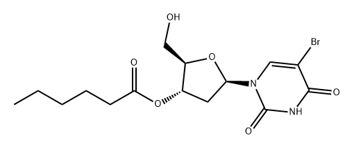 Uridine, 5-bromo-2'-deoxy-, 3'-hexanoate 구조식 이미지