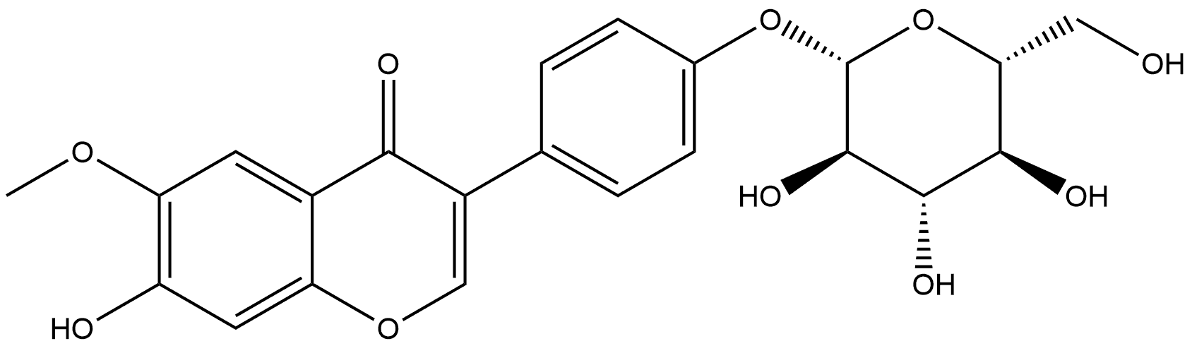 4H-1-Benzopyran-4-one, 3-[4-(β-D-glucopyranosyloxy)phenyl]-7-hydroxy-6-methoxy- Structure