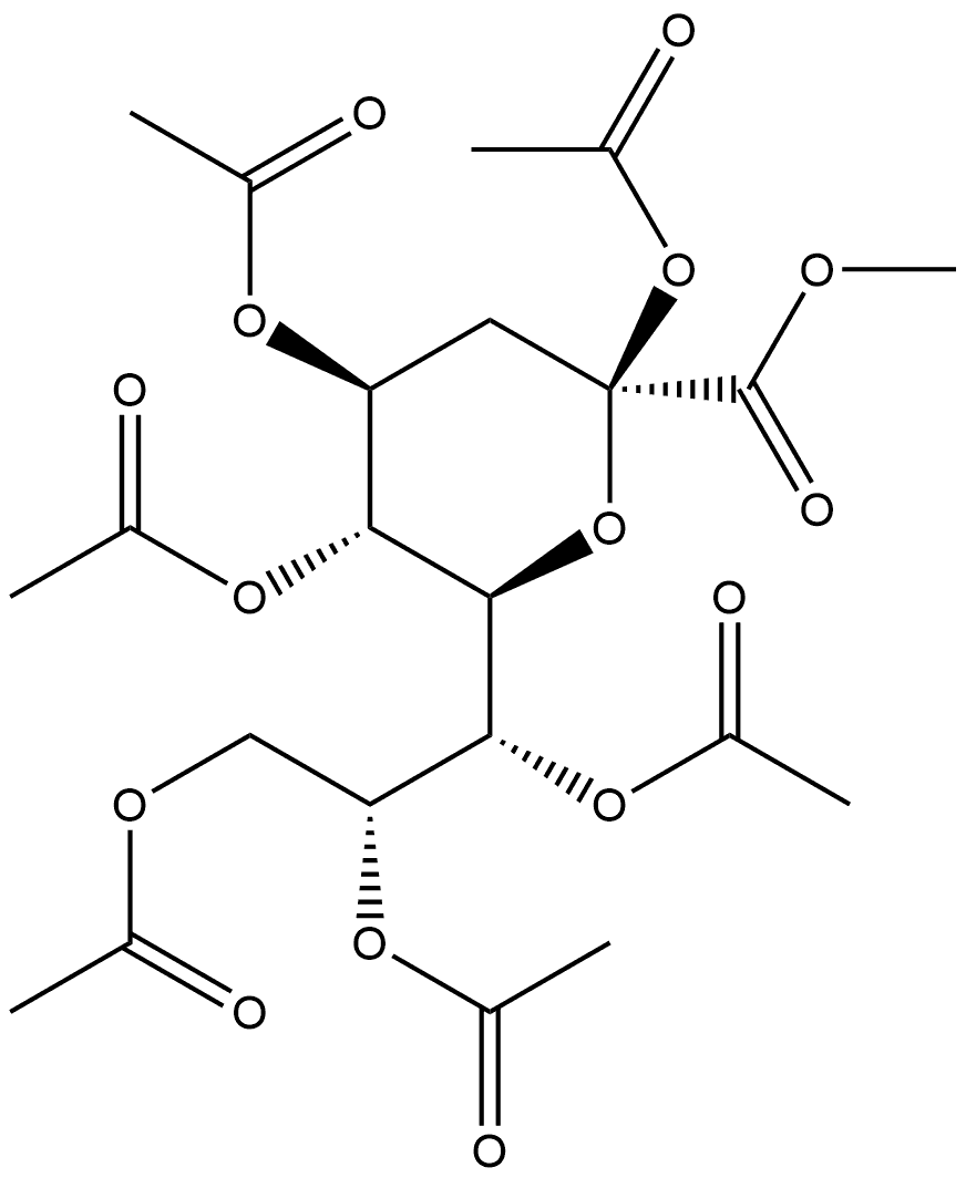 D-glycero-β-D-galacto-2-Nonulopyranosonic acid, 3-deoxy-, methyl ester, 2,4,5,7,8,9-hexaacetate Structure